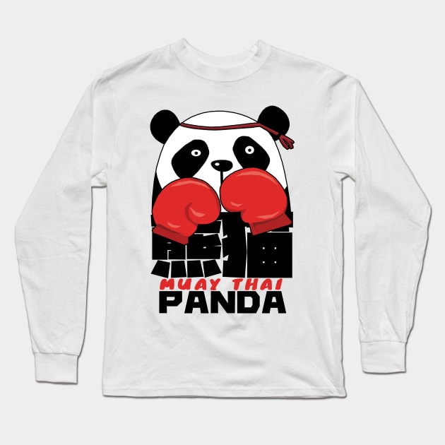 Muay Thai Panda Long Sleeve T-Shirt by KewaleeTee